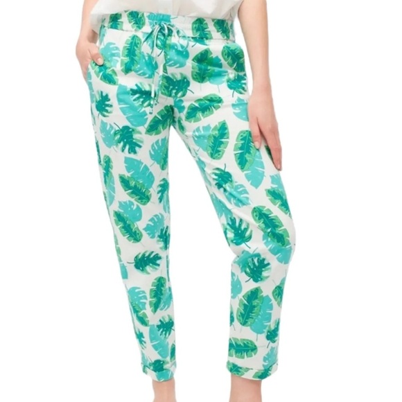 Jcrew tropical palm linen casual pant, size 2 - Picture 1 of 5